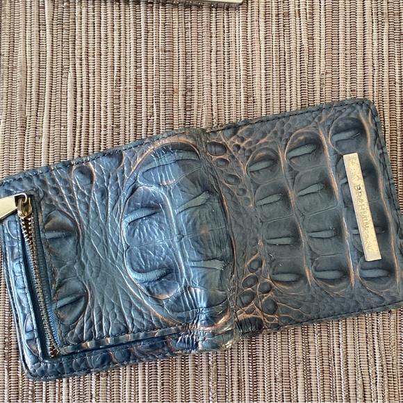 Brahmin Blue Gold Croc Embossed Leather Wallet Card Holder - Picture 4 of 6
